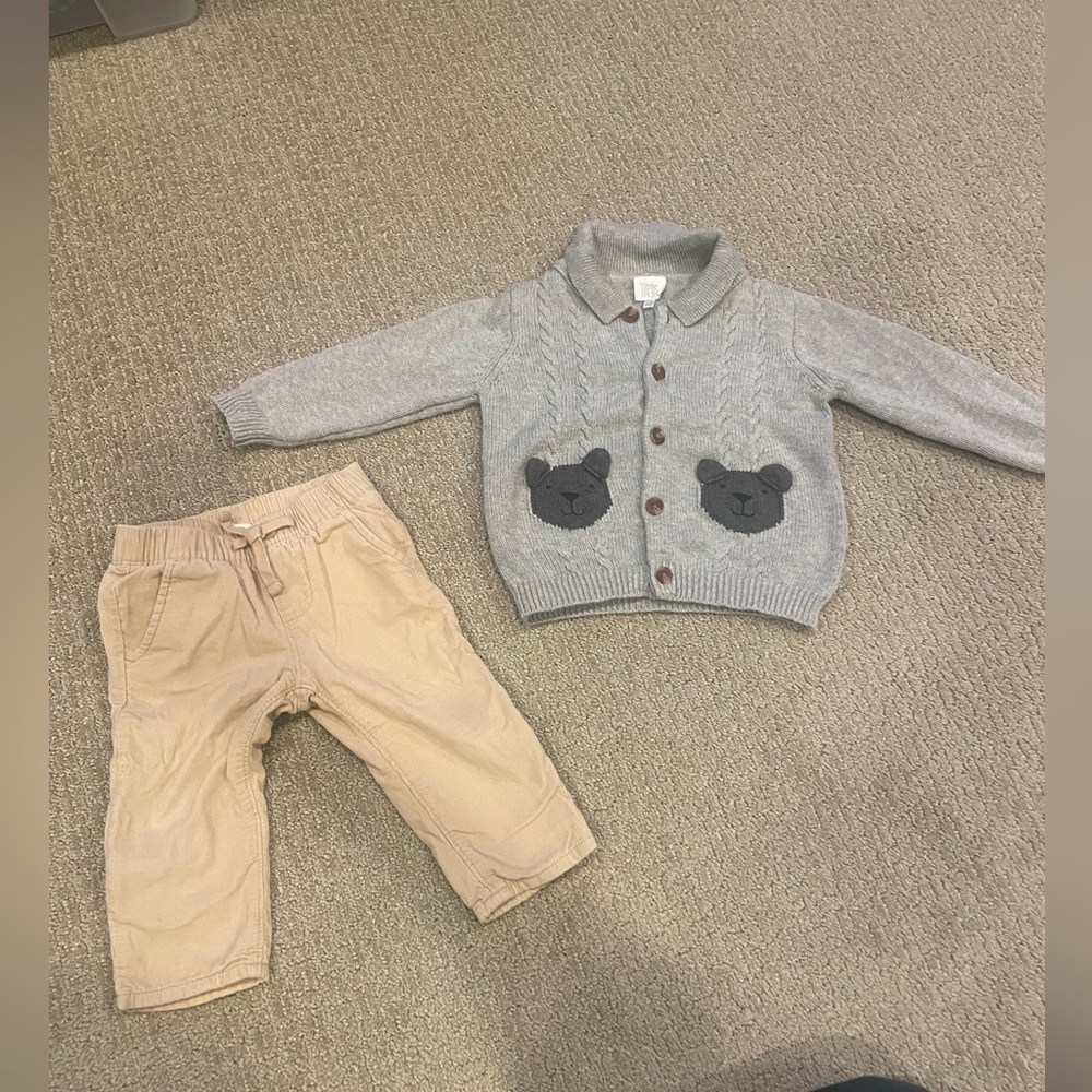 John Rocha Cardigan + baby gap pants. 12-18 months